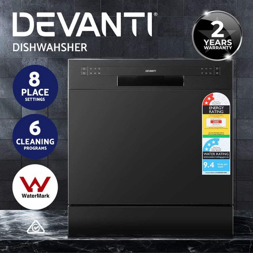 Devanti 8 Place Settings Benchtop Dishwasher Black - Picture 4 of 8