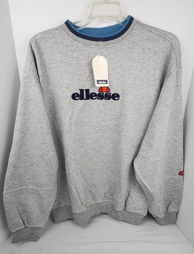NWT VINTAGE Ellesse Collezioni Tennis Mens Crew Neck Sweatshirt E5038 Large Gray - Picture 2 of 13