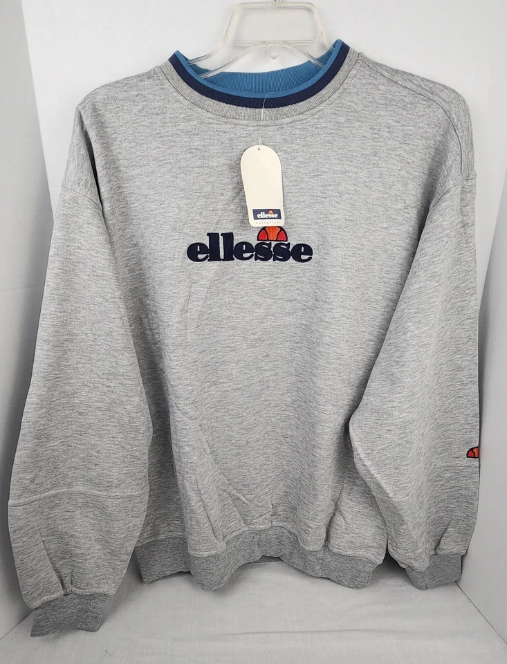 NUEVO CON ETIQUETAS VINTAGE Ellesse Collezioni Tenis Hombres Cuello Redondo Sudadera E5038 Grande Gris Foto 2 de 4