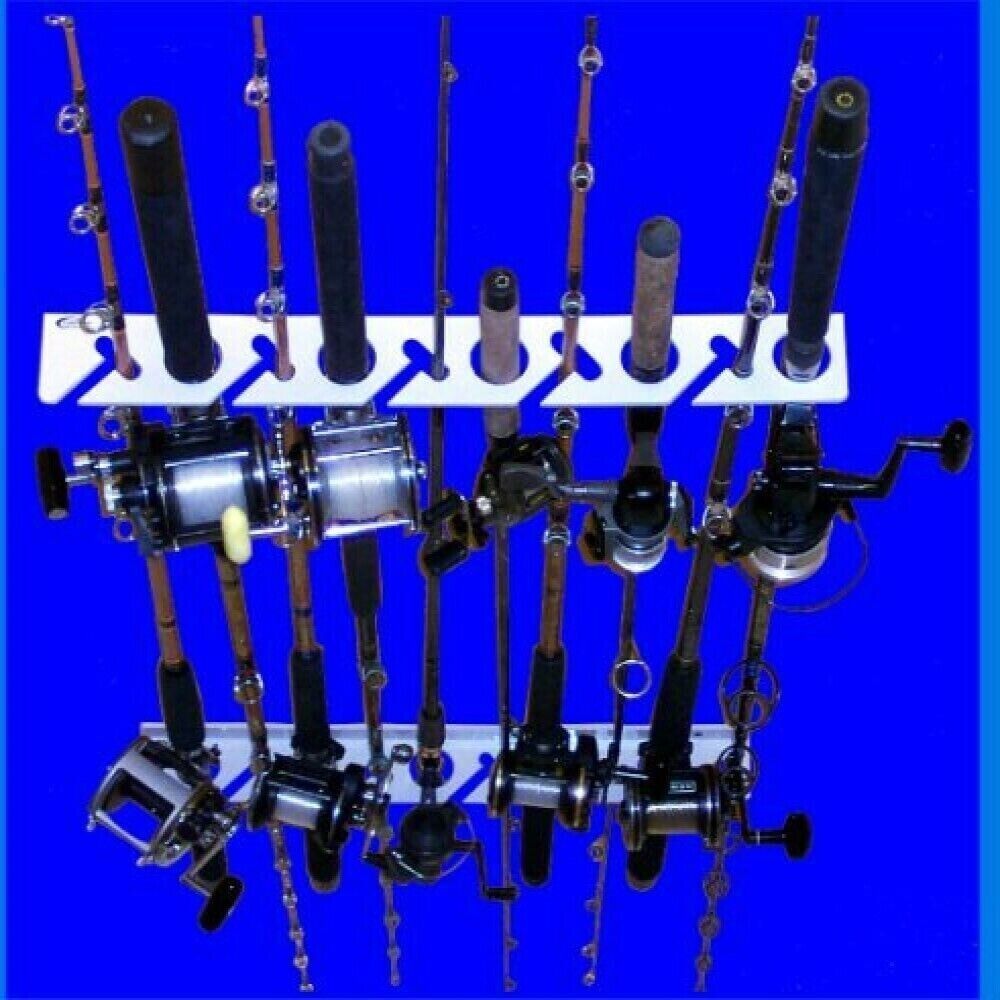 Fishing Rod Holder 10 Reel Ceiling or Wall Mount in Garage for Storage