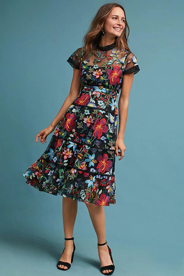 Floral embroidered clearance dress