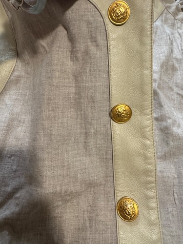 Vintage Viva Milano Italy XXL Medusa Head Vest Linen & Leather Greek Key Baroque - Bild 8 von 12