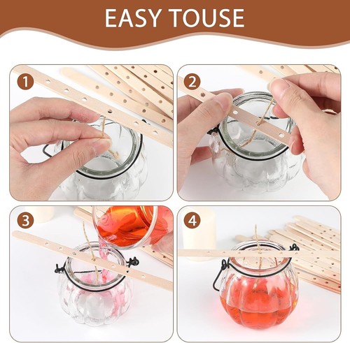 Wooden Candle Wick Holders 50 Pcs Multiwick Centering Device Holders Supplies - Imagen 7 de 8