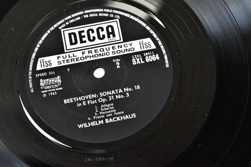 DECCA STEREO SXL 6064 UK NARROW BAND REISSUE BEETHOVEN "Sonatas 12 ,18" BACKHAUS - Picture 5 of 5
