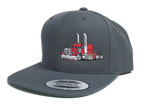 TRUCKER HAT FLAT BILL SNAPBACK RIG TRACTOR PETERBILT KENWORTH MACK FREIGHTLINER - Picture 5 of 19
