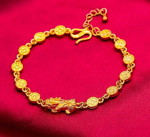 999 Money BraveTroops 24K Thai Baht Yellow GP Bracelet 6.5" - Picture 1 of 4