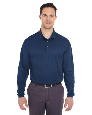 UltraClub Adult Cool & Dry Long-Sleeve Mesh Piqu? Polo 8210LS UV Protection