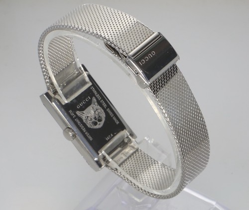 Gucci G-Frame 21mm YA147401 147.4 Red and Green Dial Mesh Ladies Swiss Watch - Picture 4 of 6