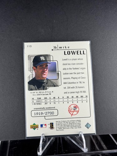 1999 SP Authentic Mike Lowell #113 Future Watch / 2700 - Picture 2 of 2