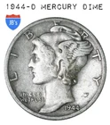 1944 D  Mercury Dime 90% SILVER Very Good (VG) *JB's Coins*