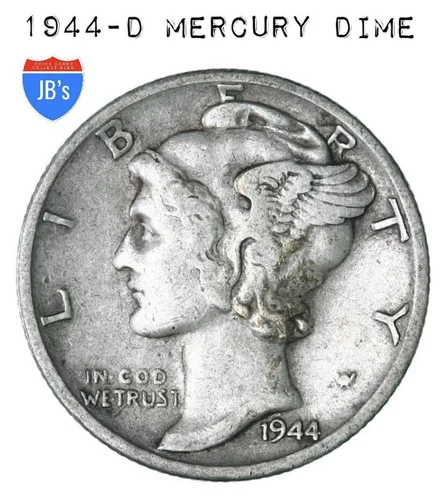 1944 D  Mercury Dime 90% SILVER Very Good (VG) *JB's Coins*