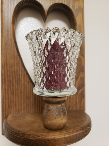 Pair of Vintage WOODEN HEART SCONCES Candle Wall Hangings 15" W/2 Hanging Hearts - Picture 9 of 21