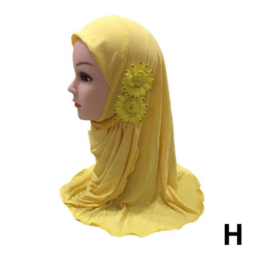 Muslim Kids Girls Hijab Islamic Headscarf Flower Scarf Children Shawl Cover Best - Picture 26 of 28