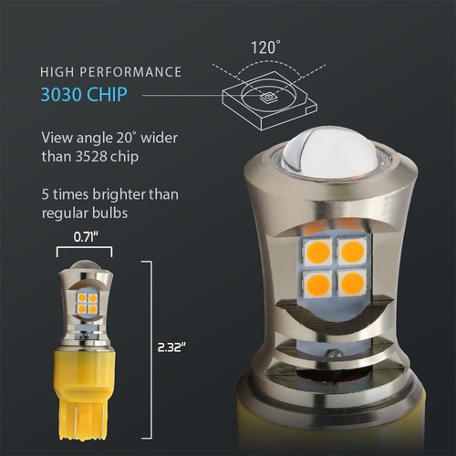 Syneticusa 7443 7444 7440 LED Amber Turn Signal DRL Side Marker Light Bulbs - Picture 3 of 7