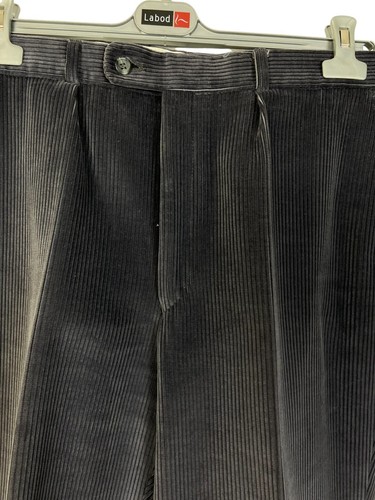 Men's Vintage '80s casual trousers | gray pleated corduroy pants | size M/L - Picture 1 of 12