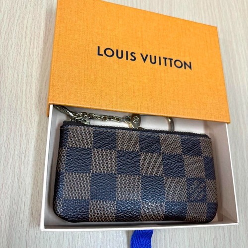 Louis Vuitton N62658 Damier Pochette Cles Coin Purse Case Key Pouch Brown W/Box - Picture 1 of 9