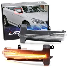 Clear Lens Sequential Blink Full LED Side Mirror Cap Lights For 14-17 Volvo XC60