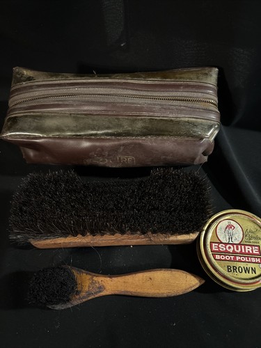Vintage Esquire Shoe Shine Kit horsehair brushes, clothes - Picture 6 of 10