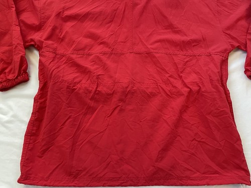 Woolrich Red Windbreaker Lighthouse Jacket Hooded Kangaroo Zip Pocket Drawstring - Picture 11 of 11