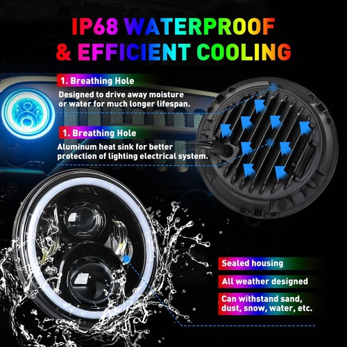 LED Halo Headlights Combo for Jeep Wrangler JL JLU Gladiator 2018 2019 2020 2021 - Bild 8 von 17