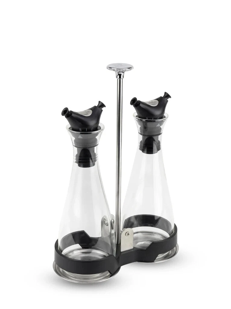 Peugeot Balsam Portable oil & vinegar cruet glass bottle dispenser set tray 6oz
Opens in a new windo