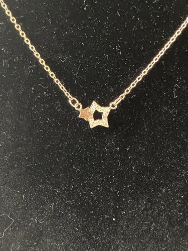 Two Star Necklace Rose Gold with Rhinestones - Picture 6 of 8