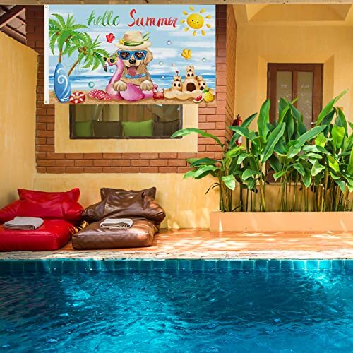 Hello Summer Pool Beach Flag 3x5 Ft, Swimming Golden Hello Summer Flag - Bild 3 von 7