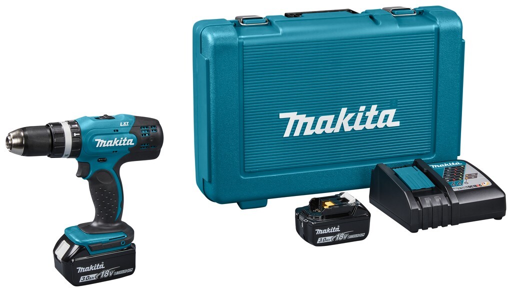 Trapano Avvitatore a Percussione 18V Makita con 2 Batterie e Valigetta DHP453RFE