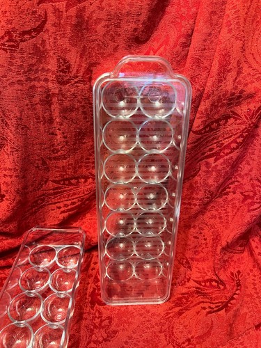 Clear Plastic EGG Cartons 14 Slots Ea, Crusiant with Lid, One Without 13.5" x 4" - Picture 3 of 9