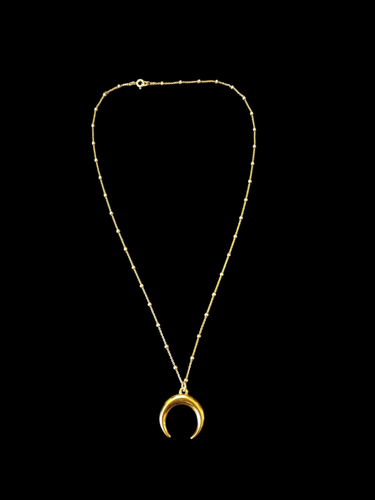 Colgante de oro amarillo de ley 925 Vermeil media luna cuerno 22,3 mm cadena de 18" - Imagen 2 de 6