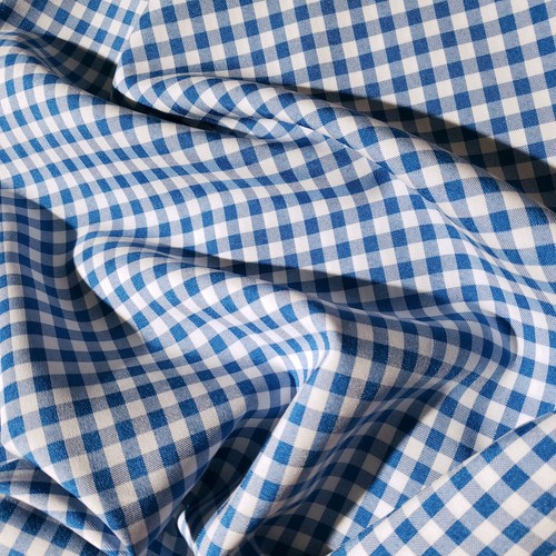Dark Turquoise Gingham Poly Poplin Fabric - Checkered Material 58" by the Yard - Picture 2 of 7