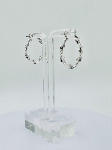 Solid 14k White Gold Fancy Earring with Box (From Italy) G-5041 - Picture 2 of 7
