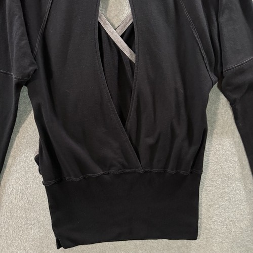 Free People FP Beach Black Faux Wrap Open Back Boho Swim Coverup Top One Size - Picture 7 of 12