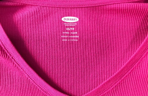 Old Navy Solid Pink Fuschia Fitted Ribbed Knit Long Sleeve V Neck Pullover XS - Picture 4 of 8