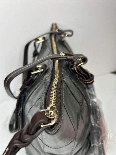 Dooney & Bourke neu Maxine rauchgrau und braun Leder Quaste Beuteltasche Tasche Neu mit Etikett $ 288 - Bild 3 von 11