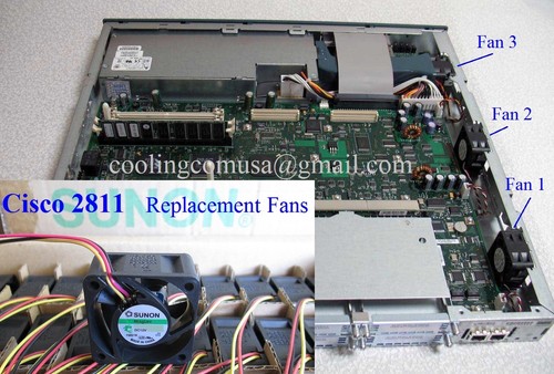 3x Quiet Version Cisco 2811 Router Replacement Fans, ACS-2811-FAN-KIT= - Picture 5 of 9