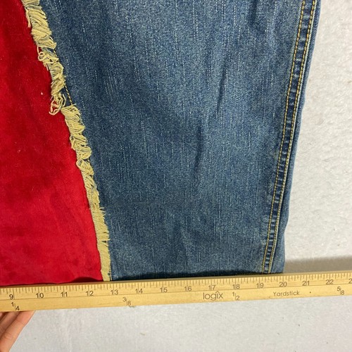 VTG Disney Girls Skirt Denim Maxi Red Velvet Frayed 14 Girl 26 x 31 Boho Y2K 90s - Picture 12 of 15