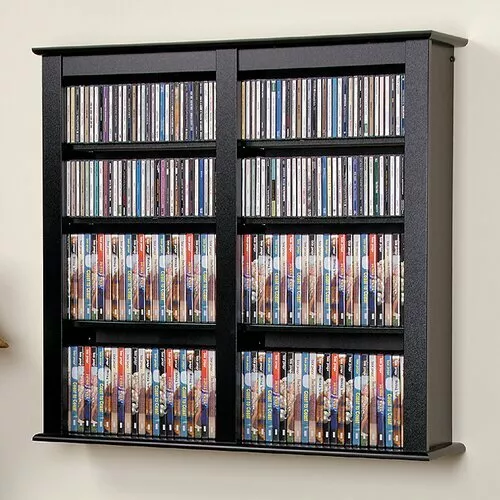 Media Storage Cabinet Wall Mounted DVD CD Rack Shelf Unit