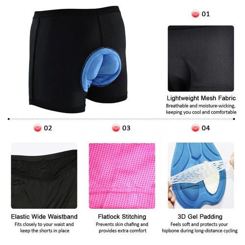 Men&Women Cycling Underwear Quick Dry 3D Padded Bicycle Shorts Ergonomic Design - Picture 3 of 21