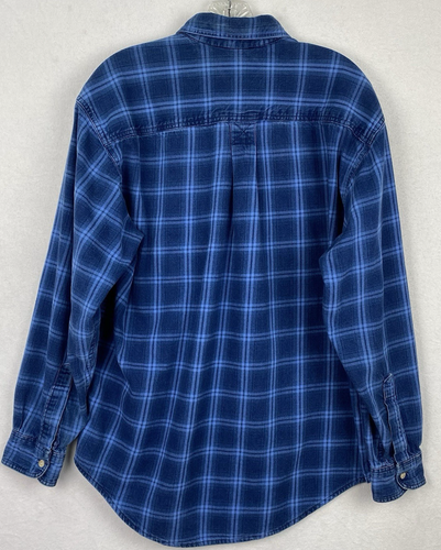 VTG LL Bean Flannel Shirt Mens M Blue Plaid Button Down Work Chore Made In USA - Bild 4 von 6