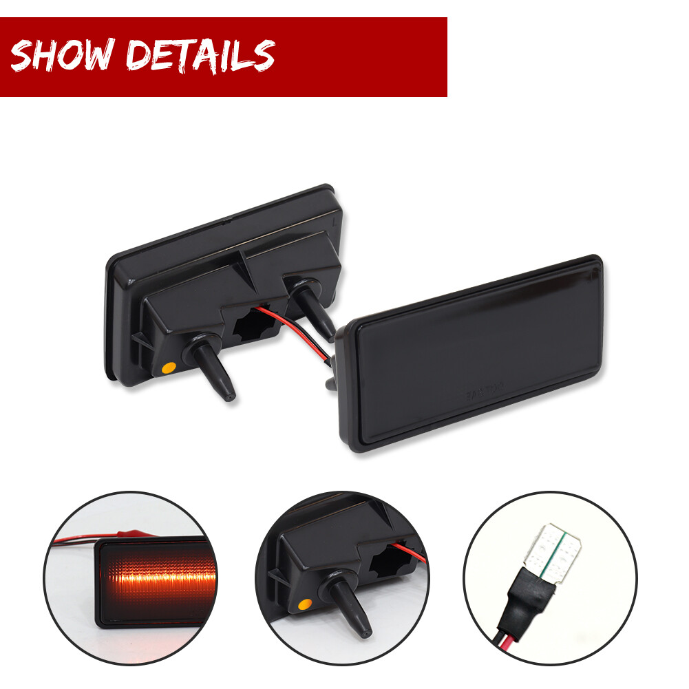 2X Smoke Lens Amber LED Front Side Marker Lights For 19741979 Chevy