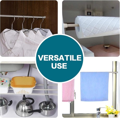 Versatile Adjustable Curtain Rods Tension & Closet Use - 22-36 Inches 4 Pack - Picture 8 of 9