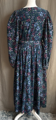 Laura Ashley Vintage Mother And Child Long Sleeve Floral Corduroy Dress Size 14 - Picture 7 of 21