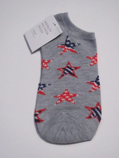 NWT SIZE 9 - 11 NO-SHOW WOMEN'S PATRIOTIC STARS SOCKS