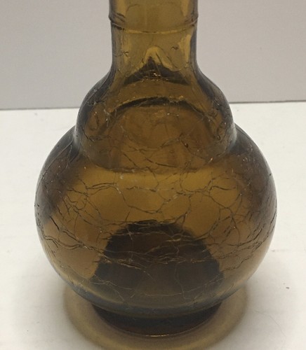 4” Yellow Amber Crackle Glass - Bud Vase - Oil Pitcher - Picture 7 of 8