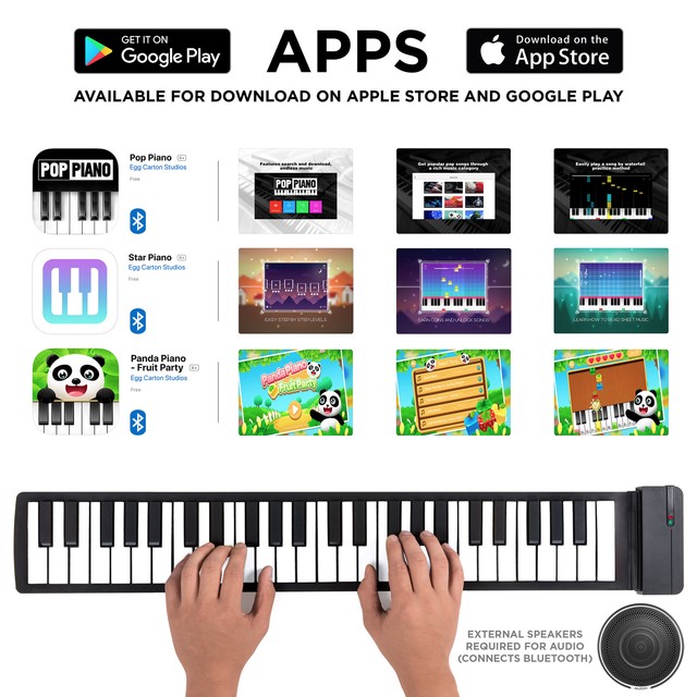 BCP Kids 49-Key Portable Roll-Up Piano Keyboard Musical STEM Toy w// Bluetooth