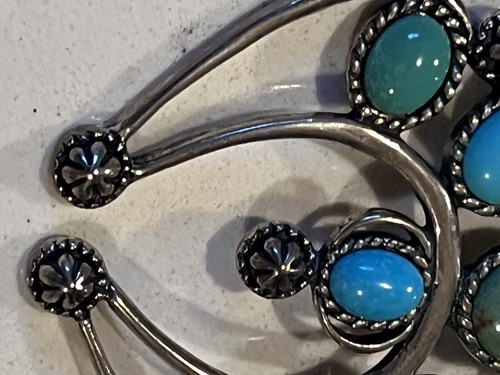 Relios Carolyn Pollack Sterling Silver & Turquoise LARGE Naja Pendant Enhancer - Picture 5 of 10