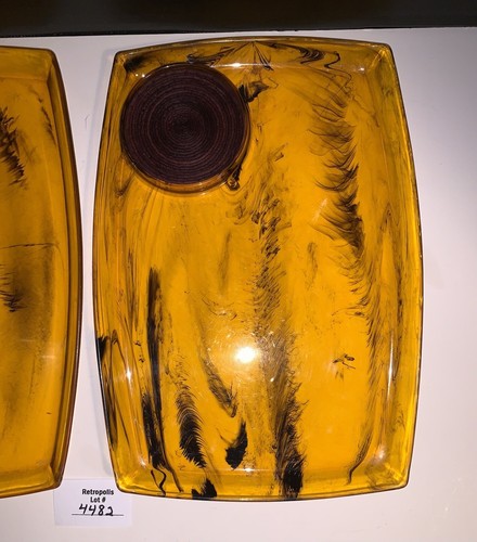 2 Plexiglas oder Kunststoff Schildpatt Teller Tabletts Bast Getränkehalter MCM Vintage - Bild 7 von 16