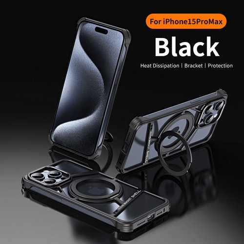 For iPhone 16 Pro Max 15 14 Aluminium Alloy Phone Case Magnetic Ring Stand Cover - Picture 4 of 18