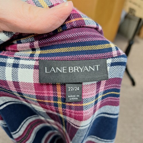 Lane Bryant Tie Front Button Up Shirt Plaid Flannel Multicolor Women's Sz 22/24 - Bild 3 von 12